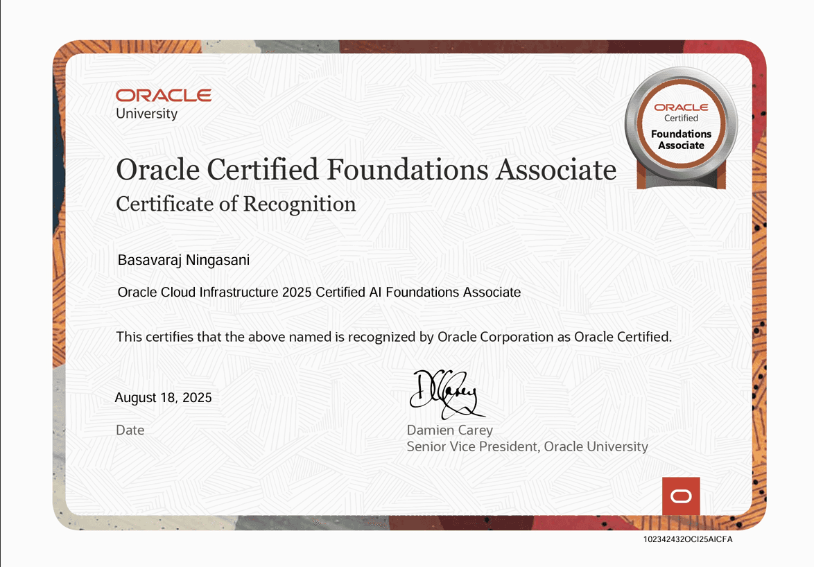 Oracle Cloud Infrastructure 2025 Certified AI Foundations Associate